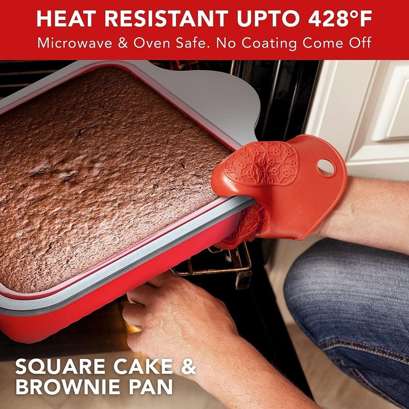 Boxiki Kitchen Non-Stick Silicone 8x8 Square Cake and Brownie Pan with Easy Grip Steel Frame Handles - Easy to Release, Oven & Dishwasher Safe - Image 4